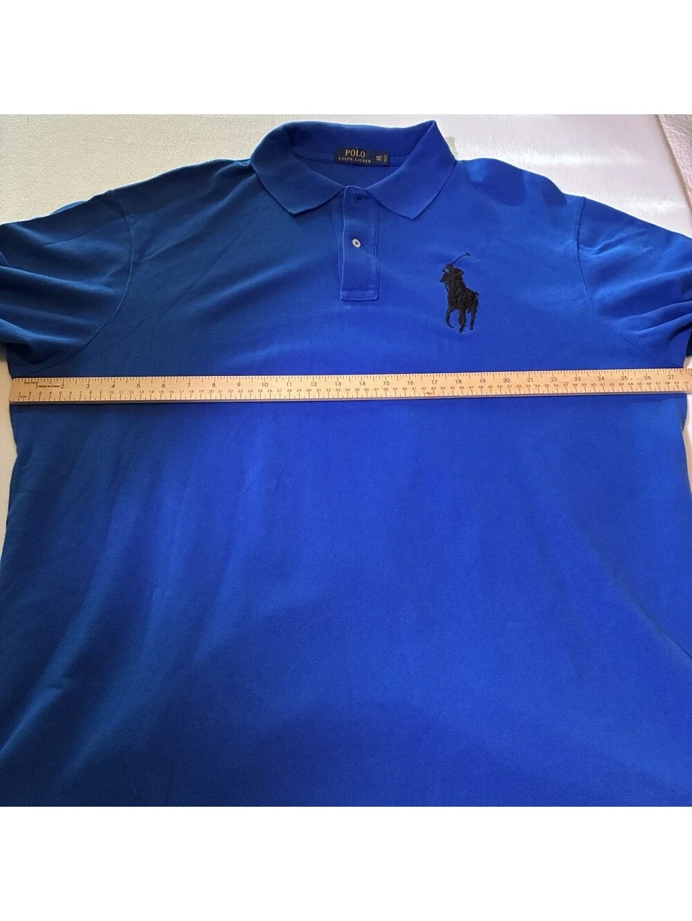 Polo Ralph Lauren Big Pony Men's Shirt Blue Short Sleeve 2XLT Tall Black Number